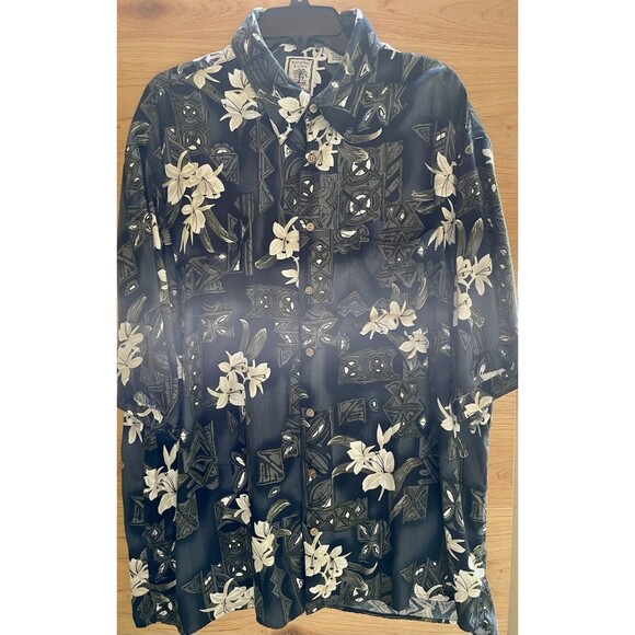 Roundtree York Hawaiian Shirt Men’s Size XL Blue White Floral - Picture 1 of 7